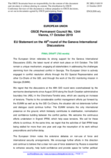 Statement by the Finnish EU Presidency on the 49th round of the Geneva International Discussions, held on 8 and 9 October 2019