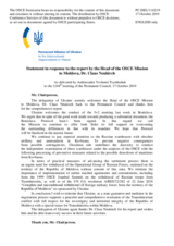 Statement by the Delegation of Ukraine in response to the report by the Head of the OSCE Mission to Moldova, Dr. Claus Neukirch