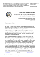 Statement by the Delegation of the United States of America in response to the report by the Director of the Conflict Prevention Centre, Ambassador Marcel Peško