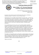 Statement by the Delegation of the United States of America on the European and World Day Against the Death Penalty, observed on 10 October