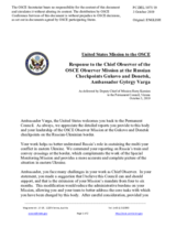 Statement by the Delegation of the United States of America in response to the report by the Chief Observer of the OCSE Observer Mission at two Russian checkpoints on the Russian-Ukrainian border, Ambassador György Varga