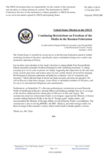 Statement by the Delegation of the United States of America on continuing restrictions on freedom of the media in the Russian Federation