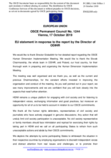 Statement by the Finnish EU Presidency in response to the report by the Director of the Office for Democratic Institutions and Human Rights (ODIHR), Ms. Ingibjörg Sólrún Gísladóttir