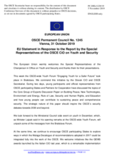 Statement by the Finnish EU Presidency in response to the report by the Special Representatives of the OSCE Chairperson-in-Office on Youth and Security
