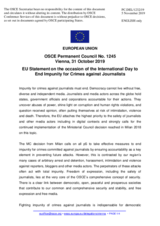 Statement by the Finnish EU Presidency on the International Day to End Impunity for Crimes against Journalists