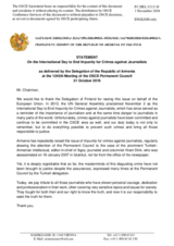 Statement by the Delegation of Armenia on the International Day to End Impunity for Crimes against Journalists