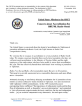 Statement by the Delegation of the United States of America on concerns about the accreditation of journalists from Radio Ozodi in Tajikistan
