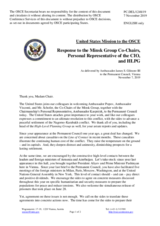 Statement by the Delegation of the United States of America in response to the address by the Co-Chairs of the OSCE Minsk Group, by the OSCE CiO PR on the Conflict Dealt with by the OSCE Minsk Conference, and to the report by the Head of the HLPG