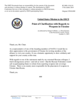 Point of Clarification by the Delegation of the United States of America with regards to weapons in Ukraine