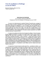 Discours D’ouverture par le Président de la Cour de conciliation et d’arbitrage au sein de l’OSCE 