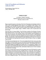 Words of Adieu by the outgoing President of the Court of Conciliation and Arbitration within the OSCE