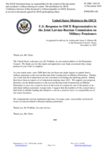 Statement by the Delegation of the United States of America in response to the report by the OSCE Representative to the Latvian-Russian Joint Commission on Military Pensioners, Dr. Volker Frobarth