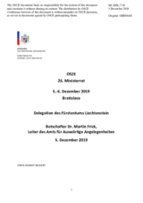 Statement by Amb. Martin Frick, Director of the Office for Foreign Affairs