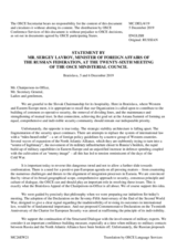 Statement by H.E. Sergey Lavrov, Minister of Foreign Affairs