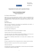 Report to the Ministerial Council by H.E. Thomas Greminger