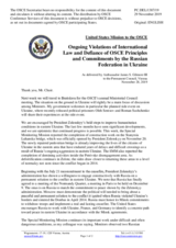 Statement by the Delegation of the United States of America on Russia’s ongoing aggression against Ukraine and illegal occupation of Crimea