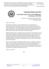 Statement by the Delegation of the United States of America on the 86th anniversary of the Holodomor