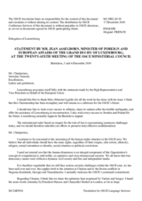 Statement by H.E. Jean Asselborn, MInister for Foreign and European Affairs and Minister for Immigration and Asylum