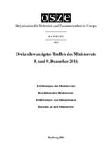 Final Document of the Twenty-Third Meeting of the Ministerial Council, Hamburg, 8-9 December 2016 Final Document of the Twenty-Third Meeting of the Ministerial Council, Hamburg, 8-9 December 2016