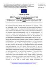 Statement by the Finnish EU Presidency in response to the closing remarks by the Chairperson of the Forum for Security Co-operation, H.E. Ambassador I. Šrámek