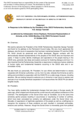 Statement by the Delegation of Armenia in response to the address by the President of the OSCE Parliamentary Assembly, H.E. Mr. George Tsereteli