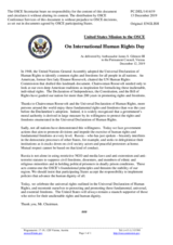 Statement by the Delegation of the United States of America on the Human Rights Day, celebrated on 10 December 2019
