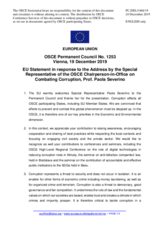 Statement by the Finnish EU Presidency in response to the address by the Special Representative of the OSCE Chairperson-in-Office on Combating Corruption, Ms. Paola Severino