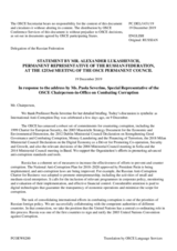 Statement by the Delegation of the Russian Federation in response to the address by the Special Representative of the OSCE Chairperson-in-Office on Combating Corruption, Ms. Paola Severino