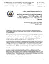 Statement by the Delegation of the United States of America on Russia’s ongoing aggression against Ukraine and illegal occupation of Crimea