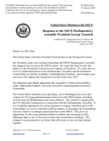 Statement by the Delegation of the United States of America in response to the address by the President of the OSCE Parliamentary Assembly, H.E. Mr. George Tsereteli