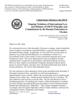 Statement by the Delegation of the United States of America on Russia’s ongoing aggression against Ukraine and illegal occupation of Crimea
