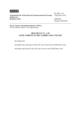 Decision No. 1, OSCE Chairmanship in the Years 2021 and 2022