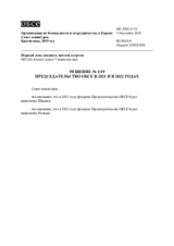 Decision No. 1, OSCE Chairmanship in the Years 2021 and 2022