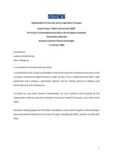 Introductory Keynote by OSCE Secretary General Thomas Greminger