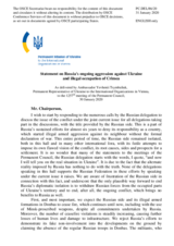 Statement by the Delegation of Ukraine on Russia’s ongoing aggression against Ukraine and illegal occupation of Crimea