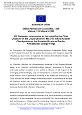 Statement by the Croatian EU Presidency in response to the report by the Chief observer of the OSCE Observer Mission at two Russian checkpoints on the Russian-Ukrainian border, Ambassador György Varga