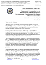 Statement by the Delegation of the United States of America in response to the presentations by the Chairpersons of the Economic and Environmental Committee and the Human Dimension Committee