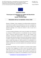 Forum pour la Coopération en matière de Sécurité de l’OSCE No 942 Vienne, 19 février 2020