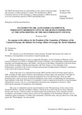 Statement by the Delegation of the Russian Federation in response to the address by the President of the Committee of Ministers of the Council of Europe, H.E. Mr. David Zalkaliani