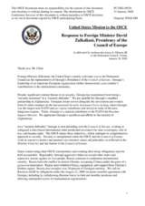 Statement by the Delegation of the United States of America in response to the address by the President of the Committee of Ministers of the Council of Europe, H.E. Mr. David Zalkaliani