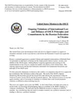 Statement by the Delegation of the United States of America on Russia’s ongoing aggression against Ukraine and illegal occupation of Crimea