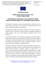 Statement by the Croatian EU Presidency in response to the report by the Head of the OSCE Mission to Montenegro, Ambassador Maryse Daviet