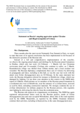 Statement by the Delegation of Ukraine on Russia’s ongoing aggression against Ukraine and illegal occupation of Crimea