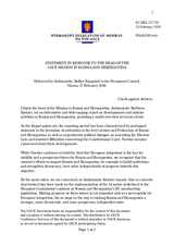 Statement by the Delegation of Norway in response to the report by the Head of the OSCE Mission to Bosnia and Herzegovina, Ambassador Kathleen Kavalec