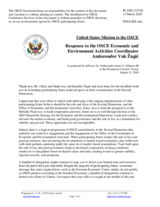 Statement by the Delegation of the United States of America in response to the report by the Co-ordinator of OSCE Economic and Environmental Activities, Ambassador Vuk Žugić