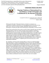 Statement by the Delegation of the United States of America on Russia’s ongoing aggression against Ukraine and illegal occupation of Crimea