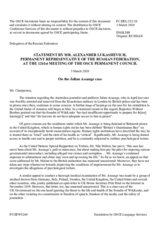 Statement by the Delegation of the Russian Federation on the case of Mr. J. Assange