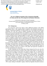 Statement by the Delegation of Ukraine on six years of illegal occupation of the Autonomous Republic of Crimea and the city of Sevastopol by the Russian Federation