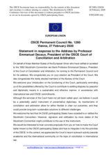 Statement by the Croatian EU Presidency in response to the address by the President of the OSCE Court of Conciliation and Arbitration, Mr. Emmanuel Decaux