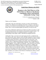 Statement by the Delegation of the United States of America in response to the report by the Chief observer of the OSCE Observer Mission at two Russian checkpoints on the Russian-Ukrainian border, Ambassador György Varga